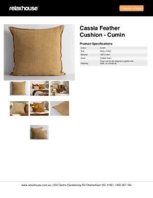 Tear Sheet: Cassia Feather Cushion - Cumin