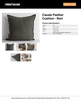 Tear Sheet: Cassia Feather Cushion - Nori
