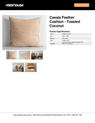 Tear Sheet: Cassia Feather Cushion - Toasted Coconut