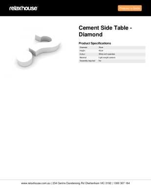 Tear Sheet: Cement Side Table - Diamond