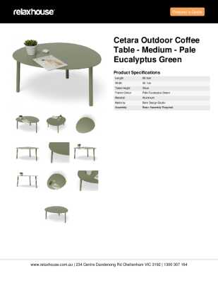 Tear Sheet: Cetara Outdoor Coffee Table - Medium - Pale Eucalyptus Green