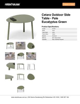 Tear Sheet: Cetara Outdoor Side Table - Pale Eucalyptus Green