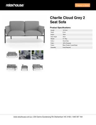 Tear Sheet: Charlie Cloud Grey 2 Seat Sofa