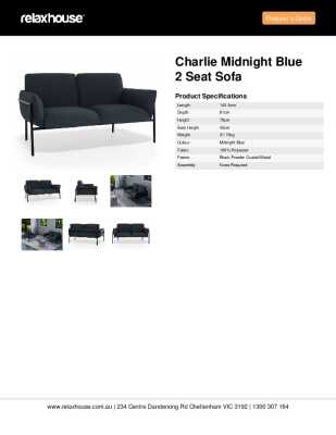Tear Sheet: Charlie Midnight Blue 2 Seat Sofa 