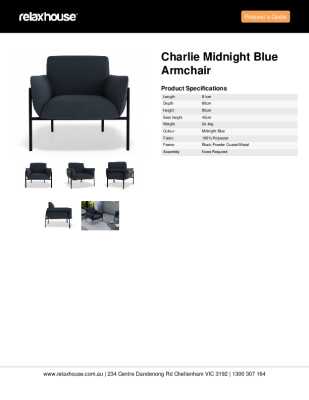 Tear Sheet: Charlie Midnight Blue Armchair 
