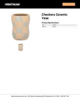 Tear Sheet: Checkers Ceramic Vase 