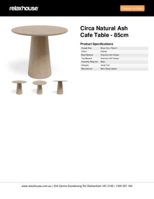 Tear Sheet: Circa Natural Ash Cafe Table - 85cm
