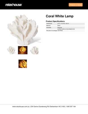 Tear Sheet: Coral White Lamp