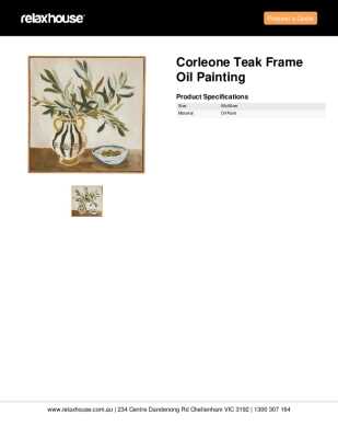 Tear Sheet: Corleone Teak Frame Oil Painting