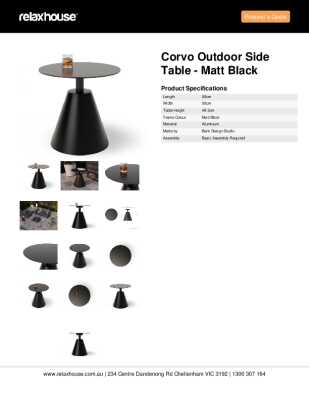 Tear Sheet: Corvo Outdoor Side Table - Matt Black