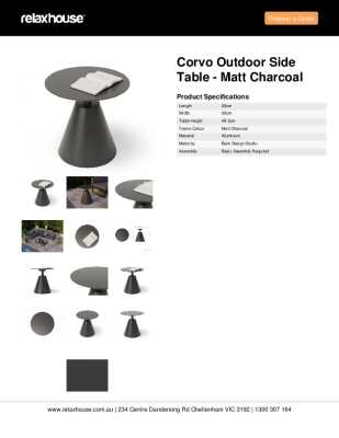 Tear Sheet: Corvo Outdoor Side Table - Matt Charcoal
