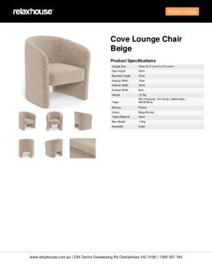 Tear Sheet: Cove Lounge Chair Beige