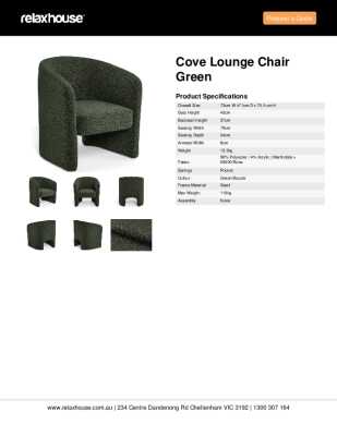 Tear Sheet: Cove Lounge Chair Green