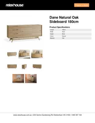Tear Sheet: Dane Natural Oak Sideboard 180cm
