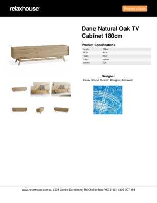 Tear Sheet: Dane Natural Oak TV Cabinet 180cm