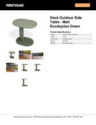 Tear Sheet: Deck Outdoor Side Table - Matt Eucalyptus Green