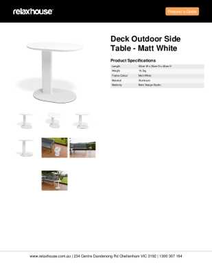 Tear Sheet: Deck Outdoor Side Table - Matt White