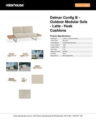 Tear Sheet: Delmar Config B - Outdoor Modular Sofa - Latte - Husk Cushions