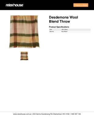 Tear Sheet: Desdemona Wool Blend Throw