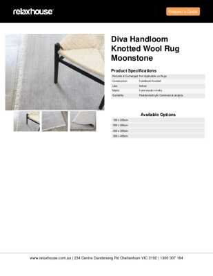 Tear Sheet: Diva Handloom Knotted Wool Rug Moonstone