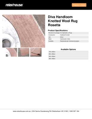 Tear Sheet: Diva Handloom Knotted Wool Rug Rosetta
