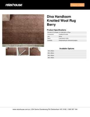 Tear Sheet: Diva Handloom Knotted Wool Rug Berry