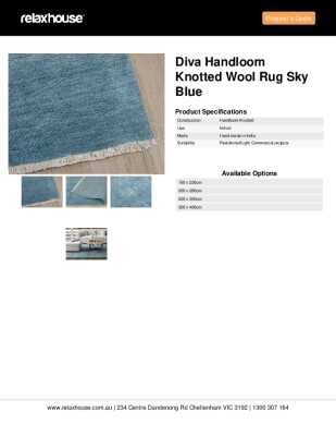 Tear Sheet: Diva Handloom Knotted Wool Rug Sky Blue