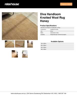 Tear Sheet: Diva Handloom Knotted Wool Rug Honey