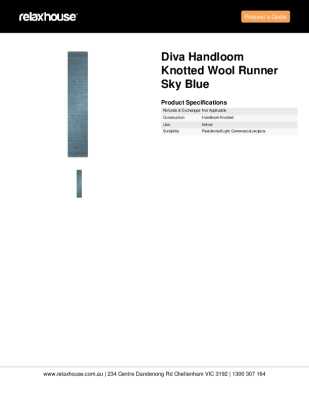 Tear Sheet: Diva Handloom Knotted Wool Runner Sky Blue