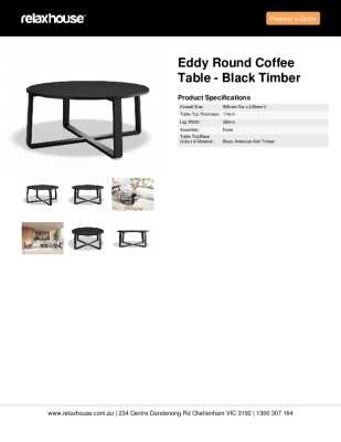 Tear Sheet: Eddy Round Coffee Table - Black Timber 