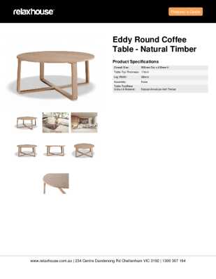 Tear Sheet: Eddy Round Coffee Table - Natural Timber 