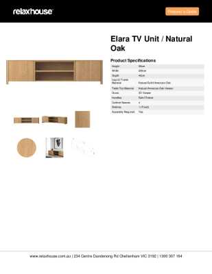 Tear Sheet: Elara TV Unit / Natural Oak
