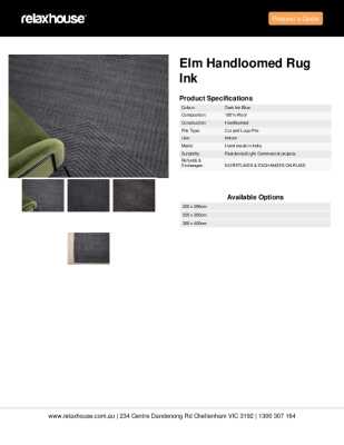Tear Sheet: Elm Handloomed Rug Ink