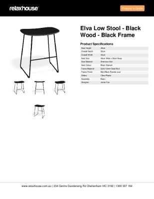 Tear Sheet: Elva Low Stool - Black Wood - Black Frame