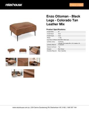 Tear Sheet: Enzo Ottoman - Black Legs - Colorado Tan Leather Mix