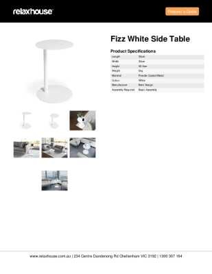 Tear Sheet: Fizz White Side Table