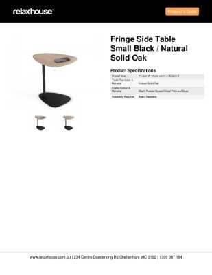 Tear Sheet: Fringe Small Table Small - Black - Natural Solid Oak