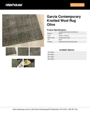 Tear Sheet: Garcia Contemporary Knotted Wool Rug Olive