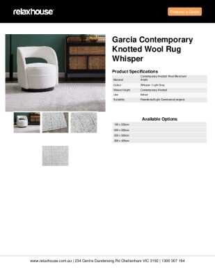 Tear Sheet: Garcia Contemporary Knotted Wool Rug Whisper