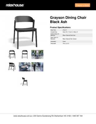 Tear Sheet: Grayson Dining Chair Black Ash