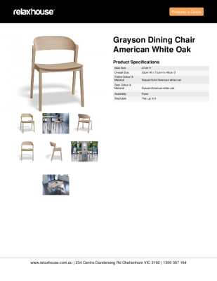 Tear Sheet: Grayson Dining Chair American White Oak