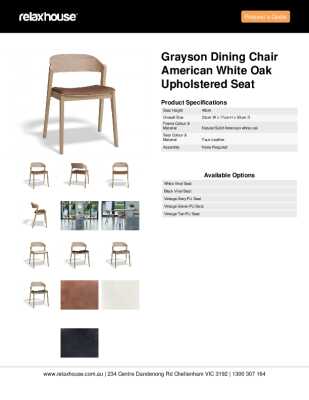 Tear Sheet: Grayson Dining Chair American White Oak Upholstered Seat