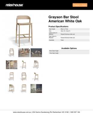 Tear Sheet: Grayson Bar Stool American White Oak