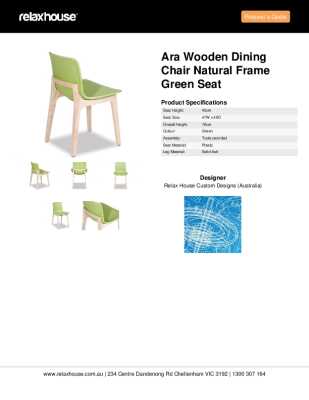 Tear Sheet: Ara Wooden Dining Chair Natural Frame Green Seat