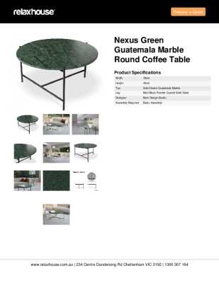 Tear Sheet: Nexus Green Guatemala Marble Round Coffee Table