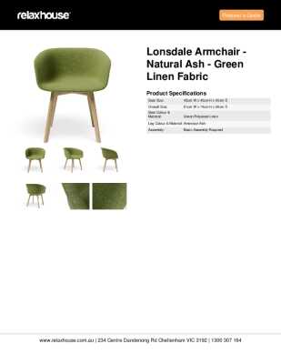 Tear Sheet: Lonsdale Armchair - Natural Ash - Green Linen Fabric