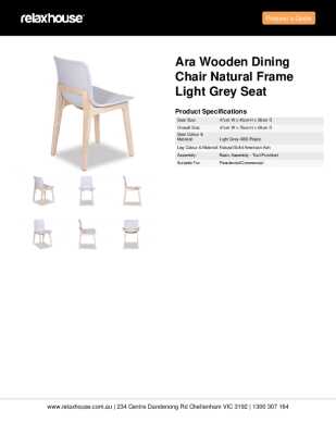 Tear Sheet: Ara Wooden Dining Chair Natural Frame Light Grey Seat
