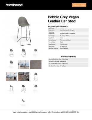 Tear Sheet: Pebble Grey Vegan Leather Bar Stool 