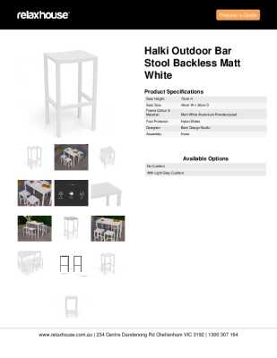 Tear Sheet: Halki Outdoor Bar Stool Backless Matt White