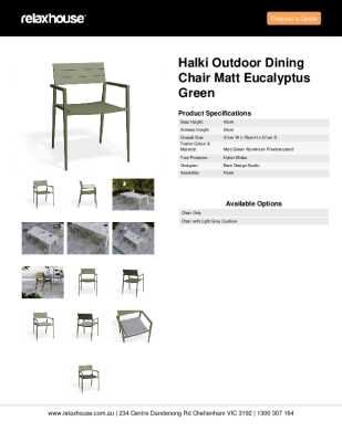 Tear Sheet: Halki Outdoor Dining Chair Matt Eucalyptus Green